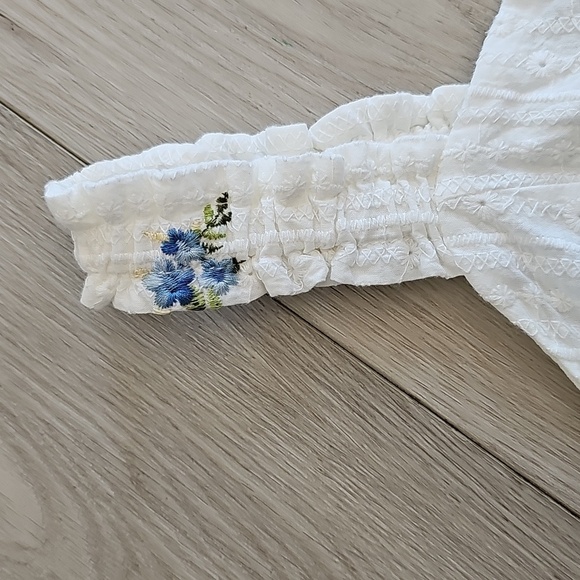 Kirious Cottagecore Dainty Pointelle Embroidered Ruched Cami Crop Top Small - Picture 5 of 12